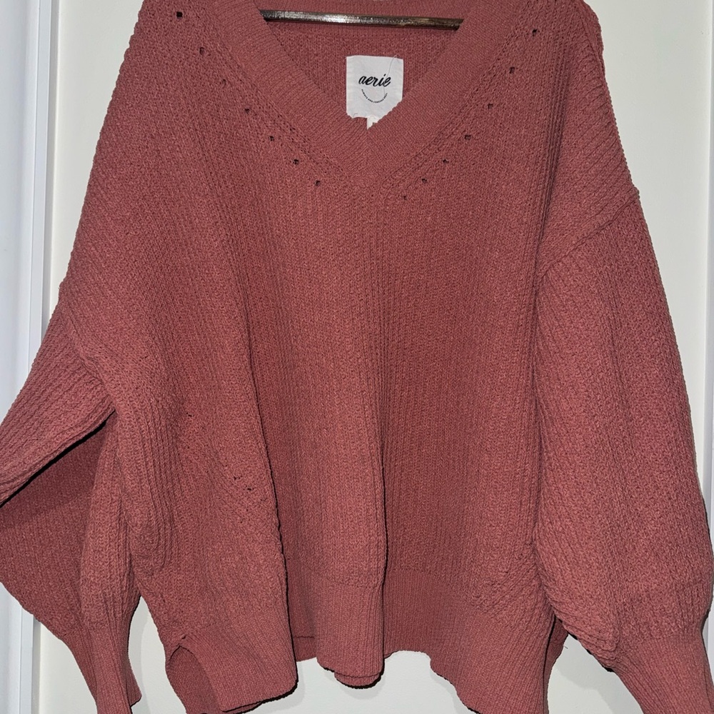 Aerie Women's Dusty Rose V-Neck Sweater